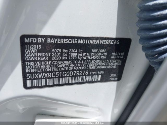 Photo 8 VIN: 5UXWX9C51G0D79278 - BMW X3 