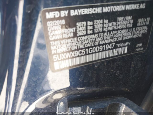 Photo 8 VIN: 5UXWX9C51G0D91947 - BMW X3 