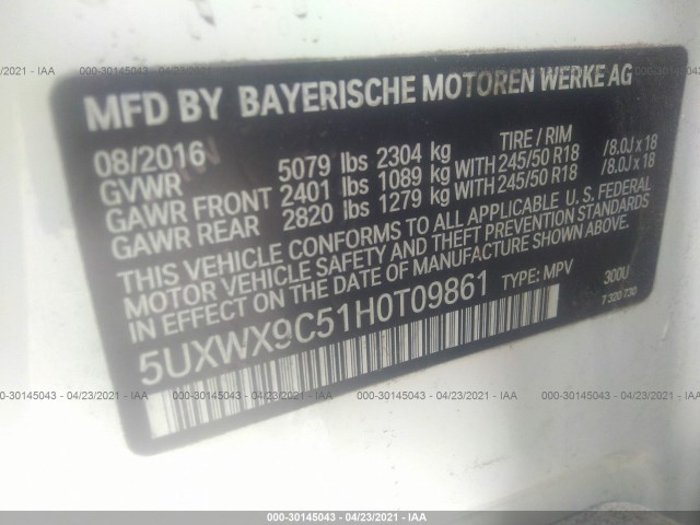 Photo 8 VIN: 5UXWX9C51H0T09861 - BMW X3 