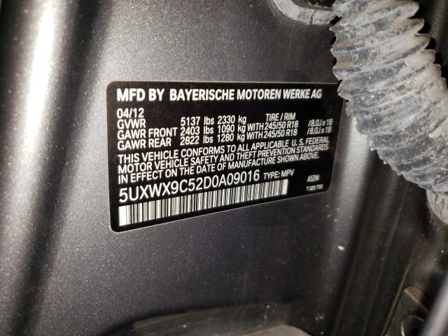 Photo 9 VIN: 5UXWX9C52D0A09016 - BMW X3 XDRIVE2 