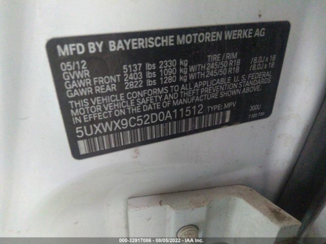 Photo 8 VIN: 5UXWX9C52D0A11512 - BMW X3 