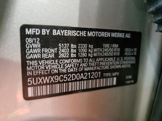 Photo 9 VIN: 5UXWX9C52D0A21201 - BMW X3 XDRIVE2 