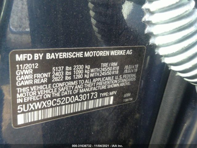 Photo 8 VIN: 5UXWX9C52D0A30173 - BMW X3 