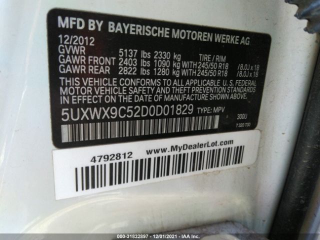 Photo 8 VIN: 5UXWX9C52D0D01829 - BMW X3 