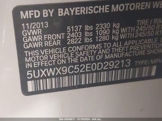 Photo 8 VIN: 5UXWX9C52E0D29213 - BMW X3 