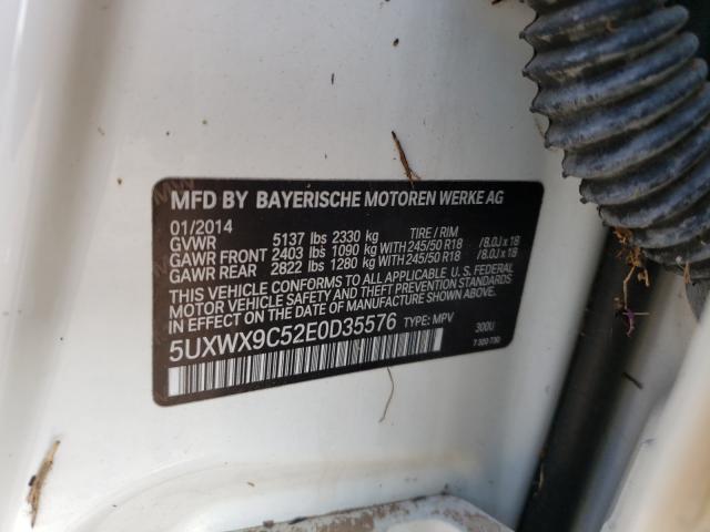 Photo 9 VIN: 5UXWX9C52E0D35576 - BMW X3 XDRIVE2 