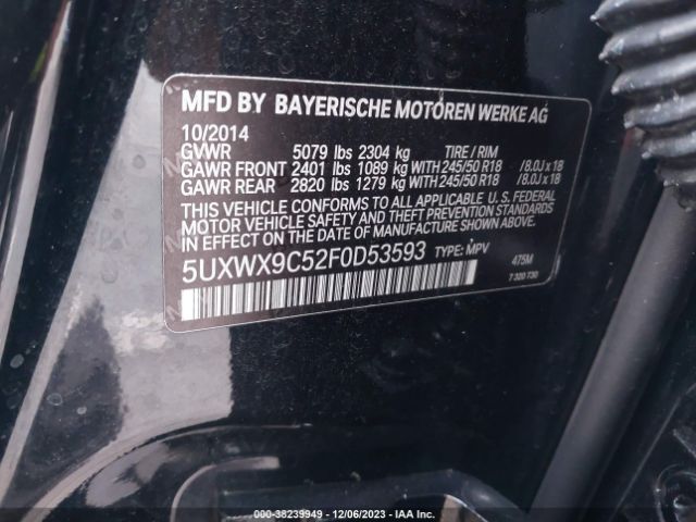 Photo 8 VIN: 5UXWX9C52F0D53593 - BMW X3 