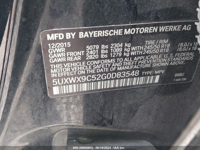 Photo 8 VIN: 5UXWX9C52G0D83548 - BMW X3 