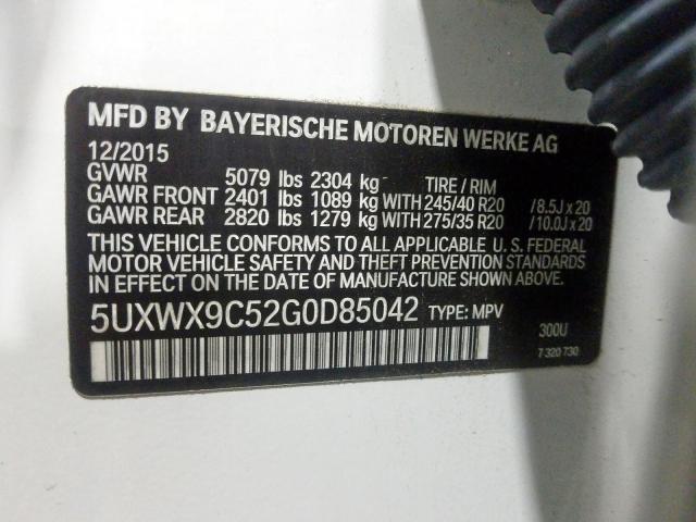 Photo 9 VIN: 5UXWX9C52G0D85042 - BMW X3 XDRIVE2 