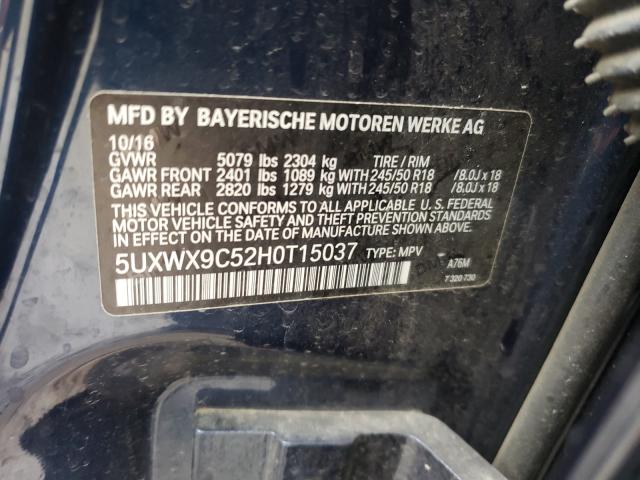 Photo 9 VIN: 5UXWX9C52H0T15037 - BMW X3 XDRIVE2 