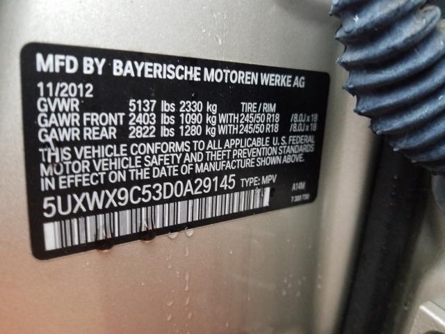 Photo 9 VIN: 5UXWX9C53D0A29145 - BMW X3 XDRIVE2 