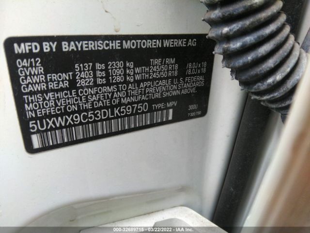 Photo 8 VIN: 5UXWX9C53DLK59750 - BMW X3 