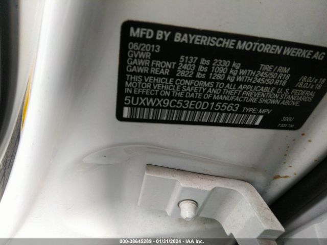 Photo 8 VIN: 5UXWX9C53E0D15563 - BMW X3 