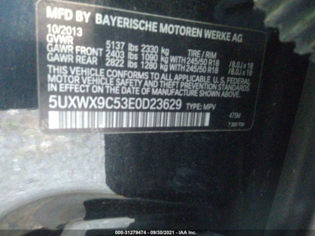 Photo 8 VIN: 5UXWX9C53E0D23629 - BMW X3 