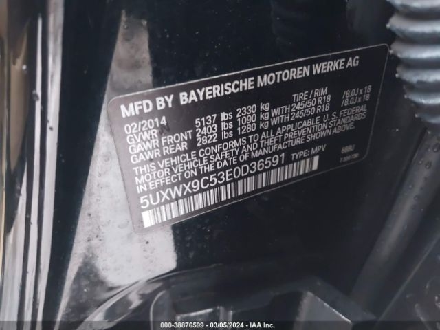 Photo 8 VIN: 5UXWX9C53E0D36591 - BMW X3 