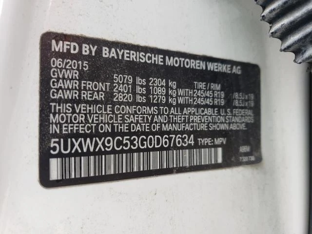 Photo 12 VIN: 5UXWX9C53G0D67634 - BMW X3 XDRIVE2 