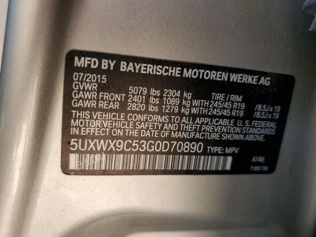 Photo 12 VIN: 5UXWX9C53G0D70890 - BMW X3 XDRIVE2 