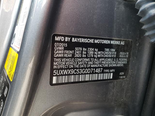 Photo 9 VIN: 5UXWX9C53G0D71487 - BMW X3 XDRIVE2 