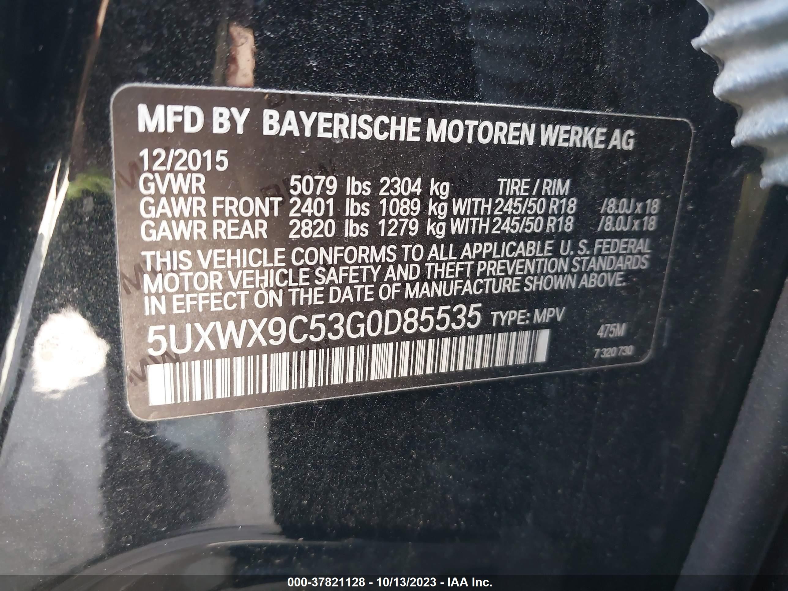 Photo 8 VIN: 5UXWX9C53G0D85535 - BMW X3 