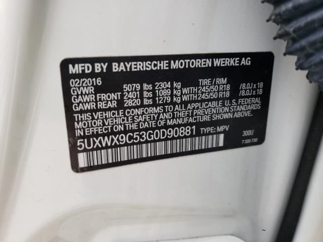 Photo 9 VIN: 5UXWX9C53G0D90881 - BMW X3 