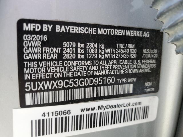 Photo 11 VIN: 5UXWX9C53G0D95160 - BMW X3 XDRIVE2 