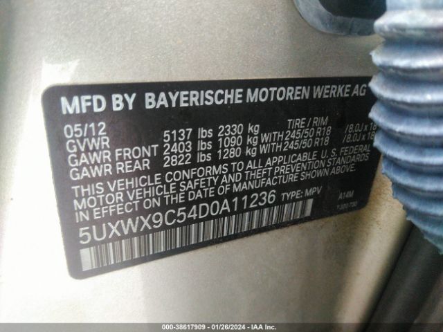 Photo 8 VIN: 5UXWX9C54D0A11236 - BMW X3 