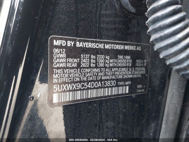 Photo 8 VIN: 5UXWX9C54D0A13830 - BMW X3 