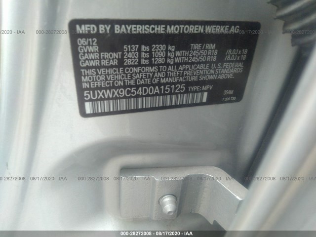 Photo 8 VIN: 5UXWX9C54D0A15125 - BMW X3 