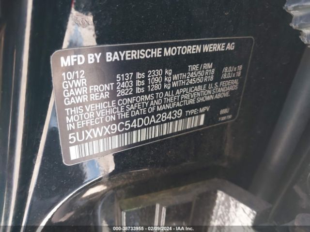 Photo 8 VIN: 5UXWX9C54D0A28439 - BMW X3 