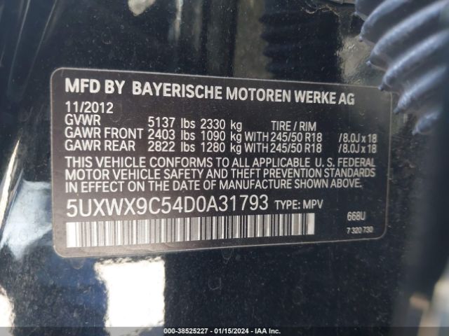 Photo 8 VIN: 5UXWX9C54D0A31793 - BMW X3 