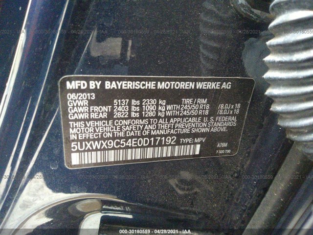 Photo 8 VIN: 5UXWX9C54E0D17192 - BMW X3 