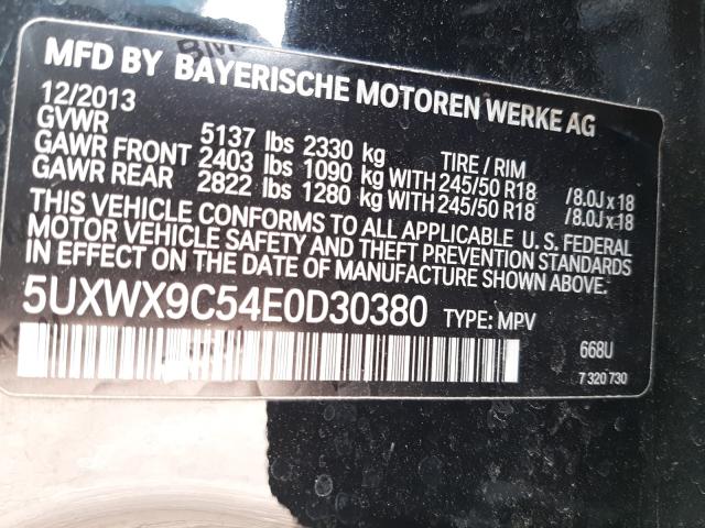 Photo 9 VIN: 5UXWX9C54E0D30380 - BMW X3 