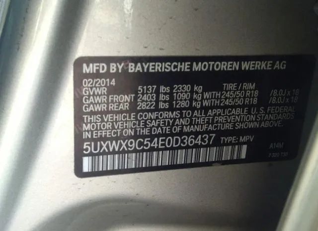 Photo 8 VIN: 5UXWX9C54E0D36437 - BMW X3 