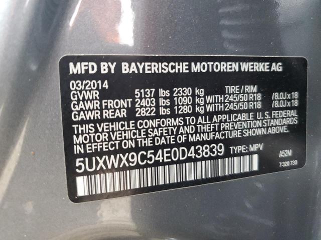 Photo 12 VIN: 5UXWX9C54E0D43839 - BMW X3 XDRIVE2 