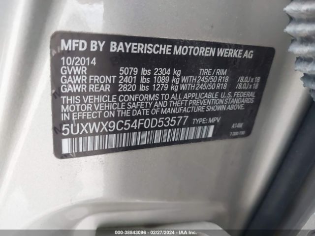 Photo 8 VIN: 5UXWX9C54F0D53577 - BMW X3 