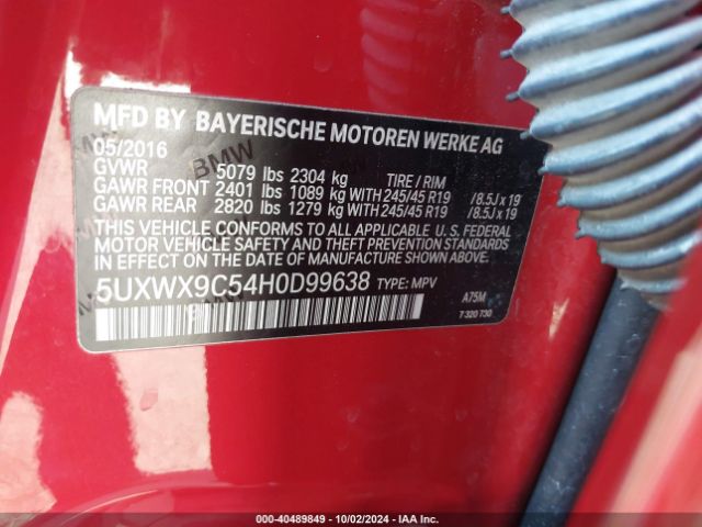 Photo 8 VIN: 5UXWX9C54H0D99638 - BMW X3 