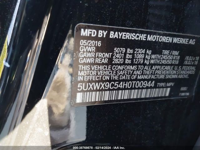 Photo 8 VIN: 5UXWX9C54H0T00944 - BMW X3 