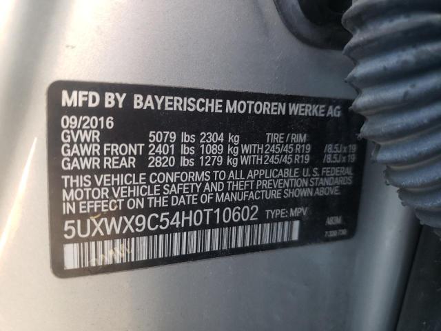 Photo 9 VIN: 5UXWX9C54H0T10602 - BMW X3 XDRIVE2 