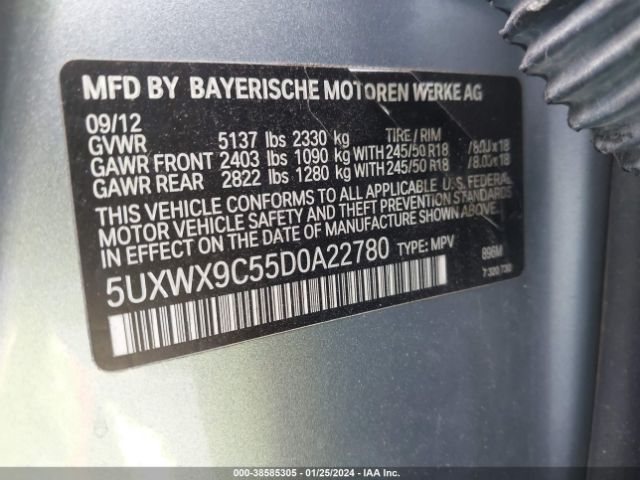 Photo 8 VIN: 5UXWX9C55D0A22780 - BMW X3 