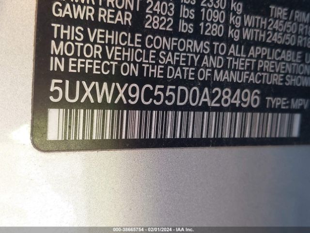 Photo 8 VIN: 5UXWX9C55D0A28496 - BMW X3 