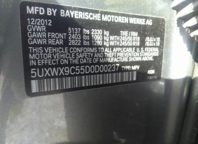 Photo 8 VIN: 5UXWX9C55D0D00237 - BMW X3 