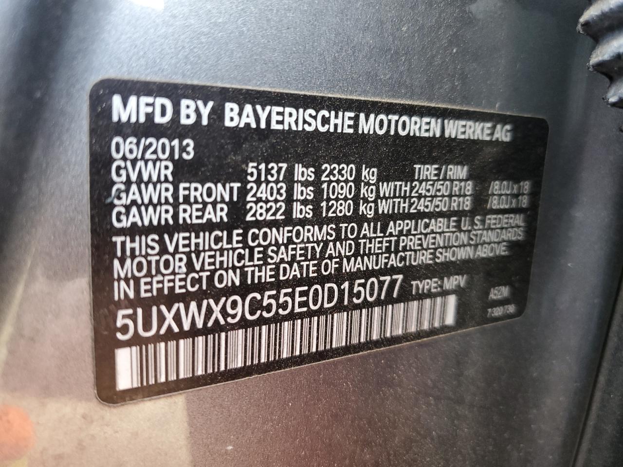 Photo 12 VIN: 5UXWX9C55E0D15077 - BMW X3 