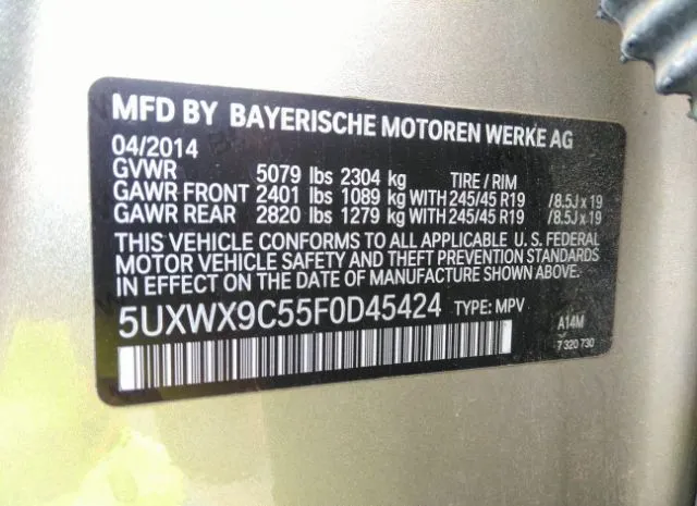 Photo 8 VIN: 5UXWX9C55F0D45424 - BMW X3 