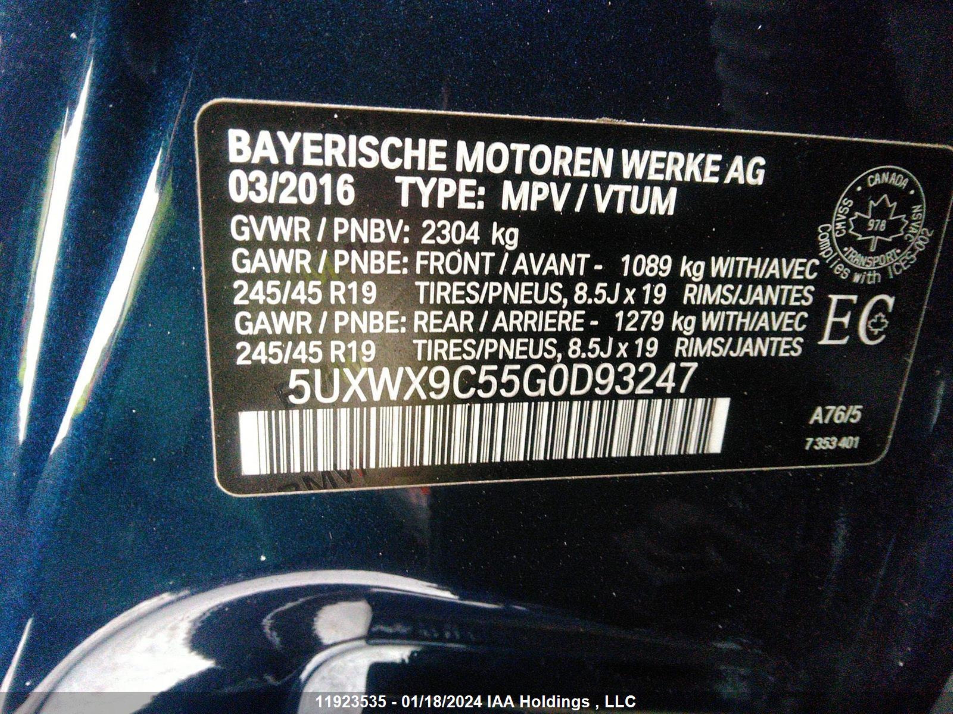 Photo 8 VIN: 5UXWX9C55G0D93247 - BMW X3 