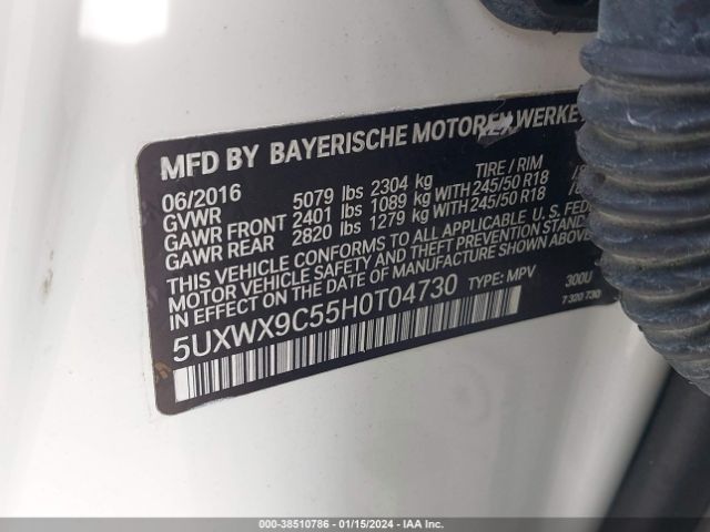 Photo 8 VIN: 5UXWX9C55H0T04730 - BMW X3 