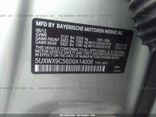 Photo 8 VIN: 5UXWX9C56D0A14008 - BMW X3 