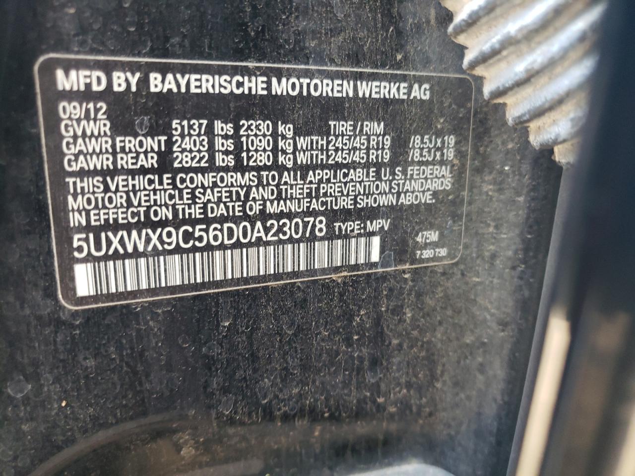 Photo 11 VIN: 5UXWX9C56D0A23078 - BMW X3 