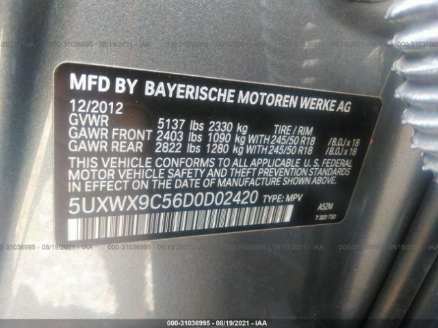 Photo 8 VIN: 5UXWX9C56D0D02420 - BMW X3 