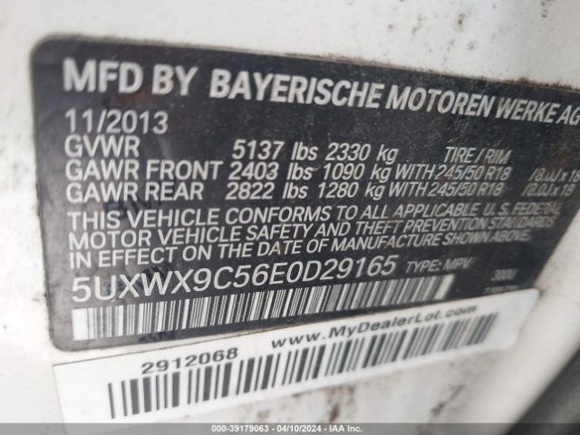 Photo 8 VIN: 5UXWX9C56E0D29165 - BMW X3 