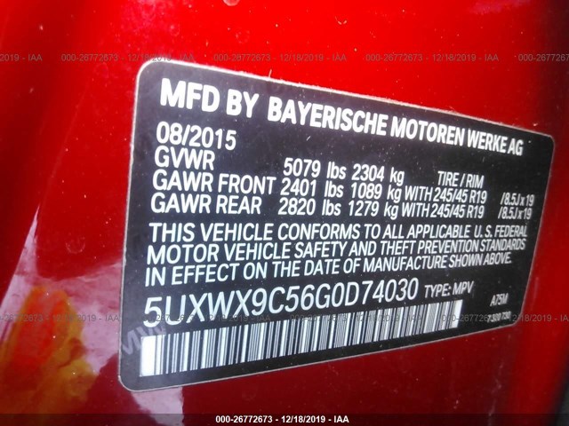 Photo 8 VIN: 5UXWX9C56G0D74030 - BMW X3 